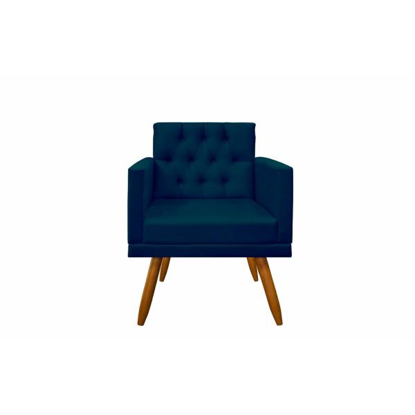 Imagem de Poltrona Decorativa Larah Capitonê Suede Azul Marinho