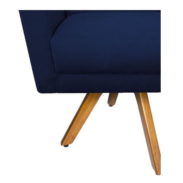 Imagem de Poltrona Decorativa Laura Base Giratória de Madeira Suede Azul Marinho - Amarena Móveis