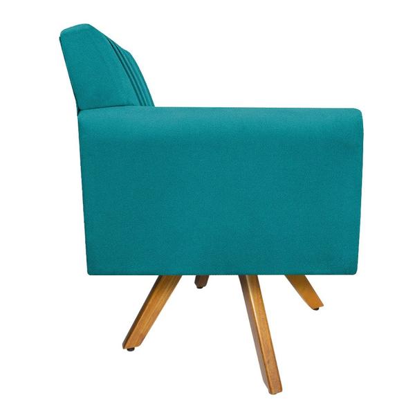 Imagem de Poltrona Decorativa Laura Base Giratória de Madeira Suede Azul Turquesa - Amarena Móveis