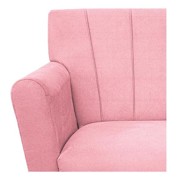 Imagem de Poltrona Decorativa Laura Base Giratória de Madeira Suede Rosa Bebê - Amarena Móveis