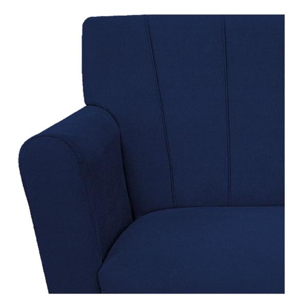 Imagem de Poltrona Decorativa Laura Base Giratória de Metal Suede Azul Marinho - Amarena Móveis