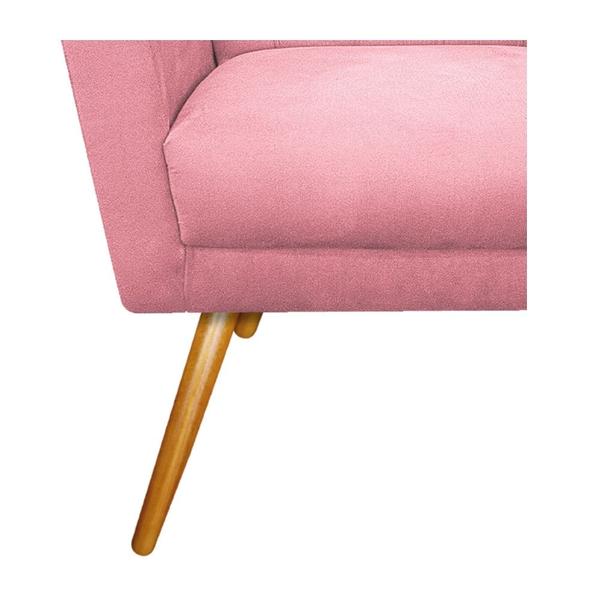 Imagem de Poltrona Decorativa Laura Pés Palito Mel Suede Rosa Bebê - Amarena Móveis