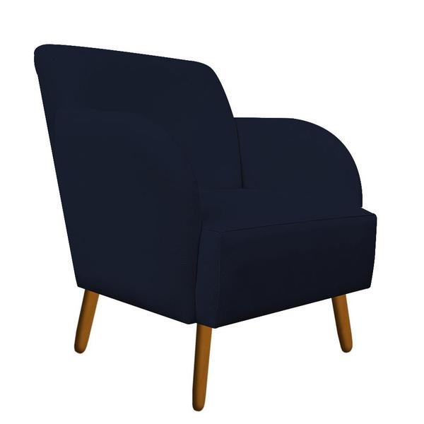 Imagem de Poltrona Decorativa Laura Pés Palito Suede Azul Marinho - D'Classe Decor