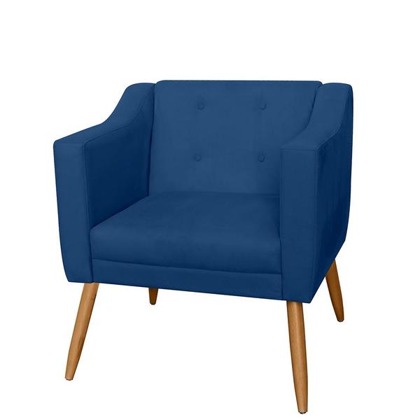 Imagem de Poltrona Decorativa Lavinia Pés Palito Suede Azul Marinho - DS Estofados