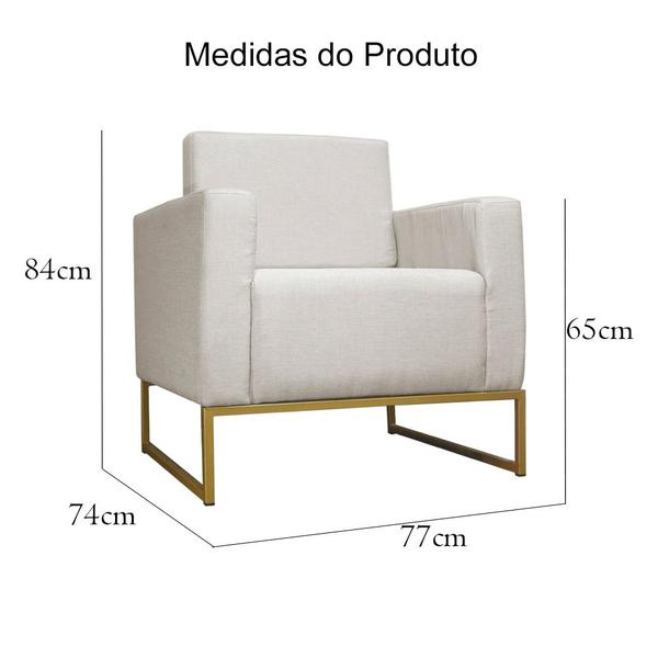 Imagem de Poltrona Decorativa Leticia Slim Com Base de Metal Suede Bege - DS Estofados