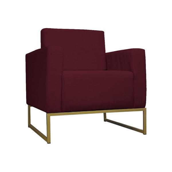 Imagem de Poltrona Decorativa Leticia Slim Com Base de Metal Suede Bordô - DS Estofados