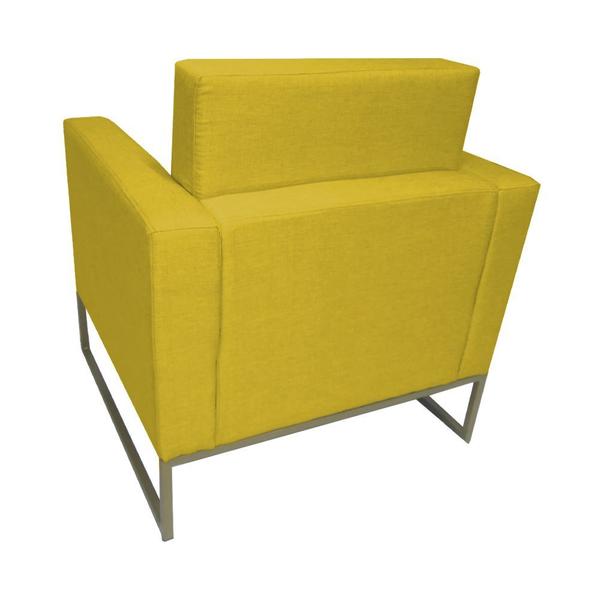 Imagem de Poltrona Decorativa Leticia Slim Couro Amarelo Base Metálica Ms Decor