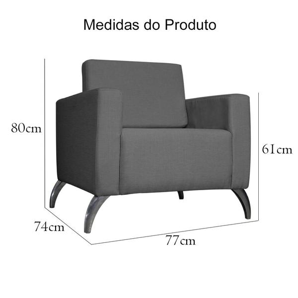 Imagem de Poltrona Decorativa Leticia Slim Pés Alumínio Suede  - MALTA DECOR