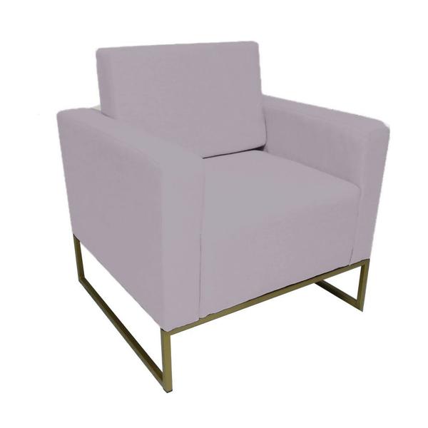 Imagem de Poltrona Decorativa Leticia Slim Suede Rosê Base Metálica Ms Decor