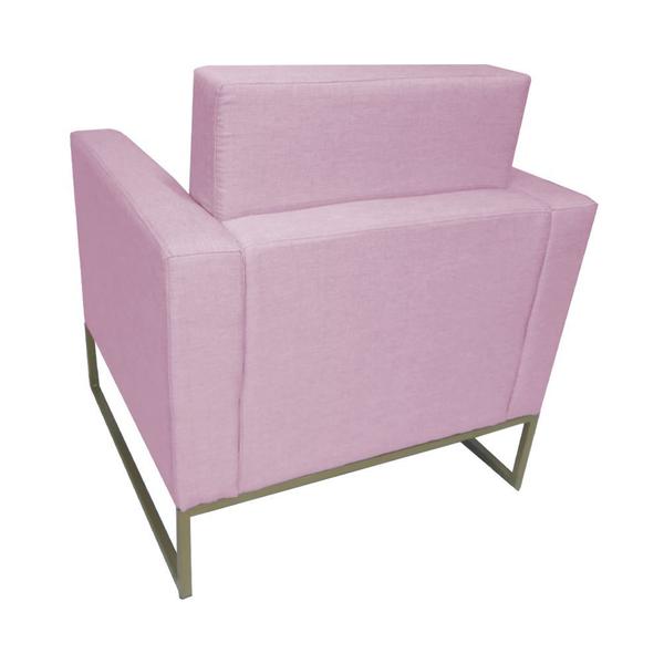 Imagem de Poltrona Decorativa Letícia Slim Suede Rose Base Metálica Vallisa Decor