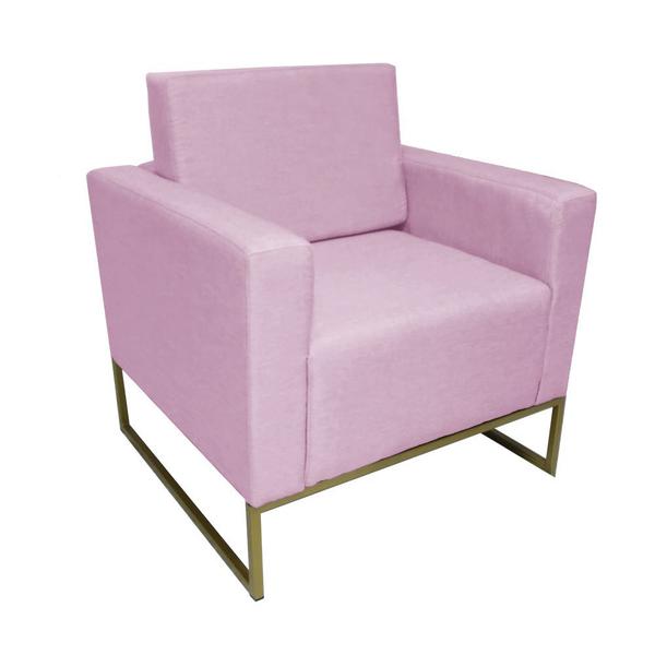 Imagem de Poltrona Decorativa Letícia Slim Suede Rose Base Metálica Vallisa Decor