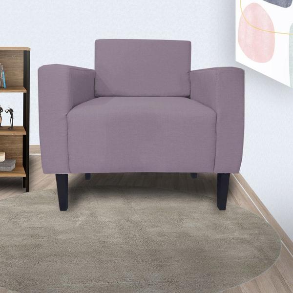 Imagem de Poltrona Decorativa Leticia Slim Suede Rosê Pés Madeira Ms Decor