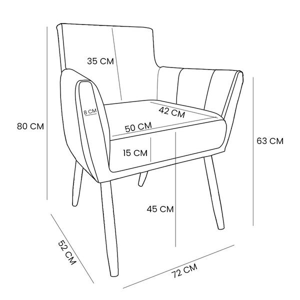 Imagem de Poltrona Decorativa Leticia Suede Pés Palito Castanho - Pallazio