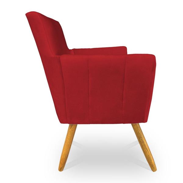 Imagem de Poltrona Decorativa Leticia Suede Vermelho Pés Palito Castanho - Pallazio