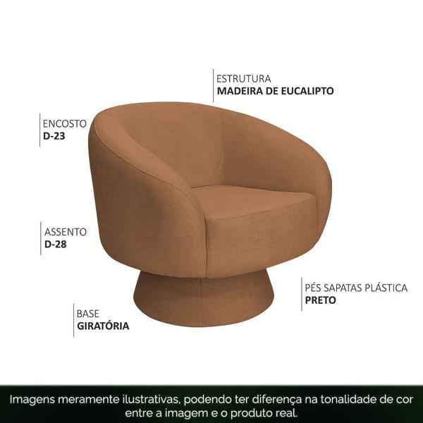 Imagem de Poltrona Decorativa Liz Giratória Bouclé Terracota - Nexta Casa