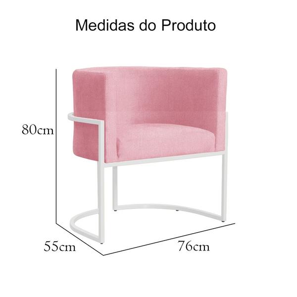 Imagem de Poltrona Decorativa Luana Base Branca Suede Cores - DS Estofados