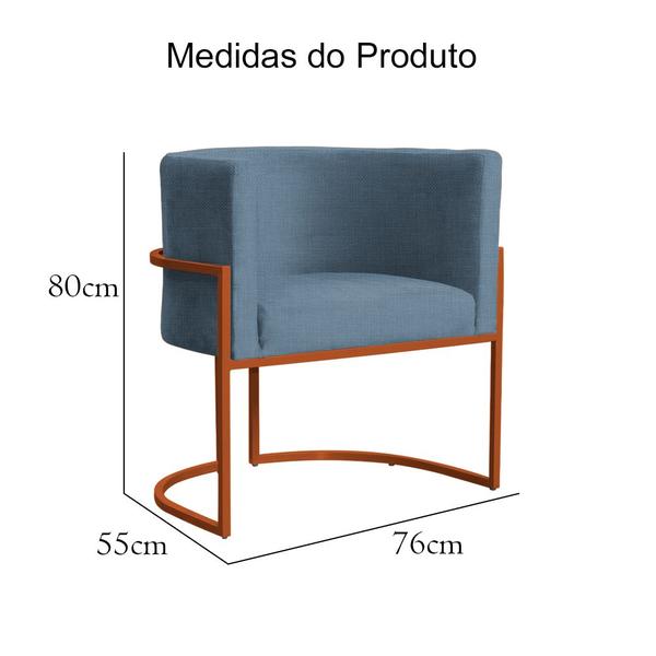 Imagem de Poltrona Decorativa Luana Base em Metal Bronze Linho - MALTA DECOR