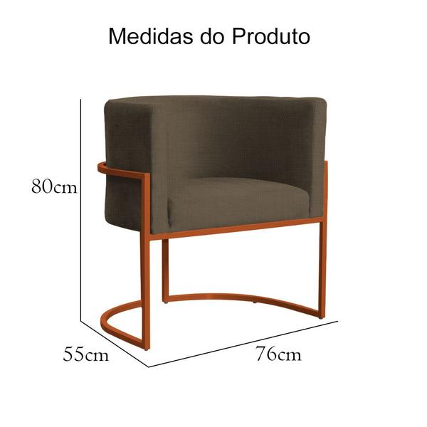 Imagem de Poltrona Decorativa Luana Base em Metal Bronze Linho - MALTA DECOR