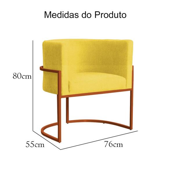 Imagem de Poltrona Decorativa Luana Base em Metal Bronze Suede - Estopar