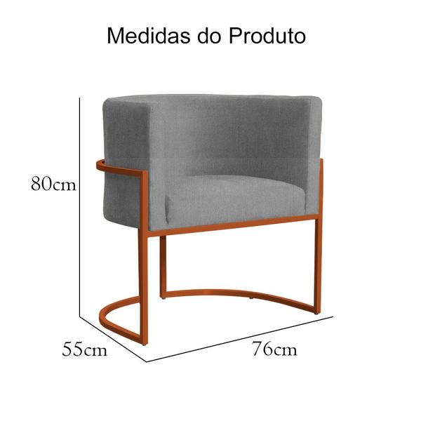 Imagem de Poltrona Decorativa Luana Base em Metal Bronze Suede - Estopar