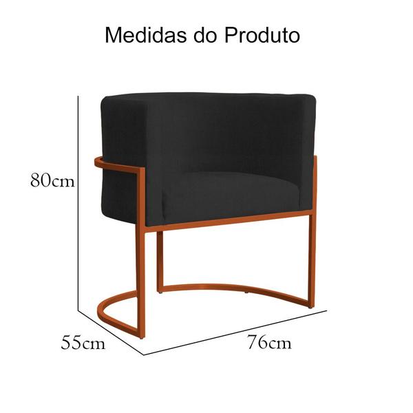 Imagem de Poltrona Decorativa Luana Base em Metal Bronze Suede - Estopar