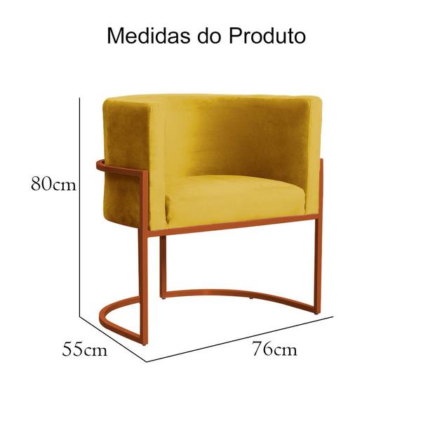 Imagem de Poltrona Decorativa Luana Base em Metal Bronze Veludo Cores - DS Estofados