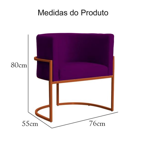 Imagem de Poltrona Decorativa Luana Base em Metal Bronze Veludo Cores - DS Estofados