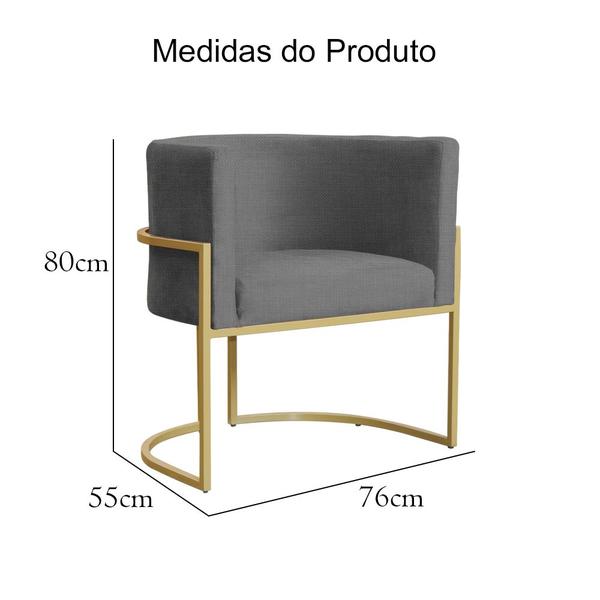 Imagem de Poltrona Decorativa Luana Base em Metal Linho Cores - DS Estofados