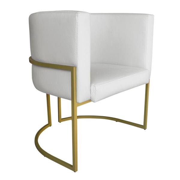 Imagem de Poltrona Decorativa Luana Base Gold PU Branco - Montanaris Decor