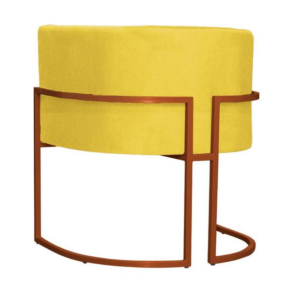 Imagem de Poltrona Decorativa Luana Suede Amarelo Base Metálica Cobre - Belliv Decor