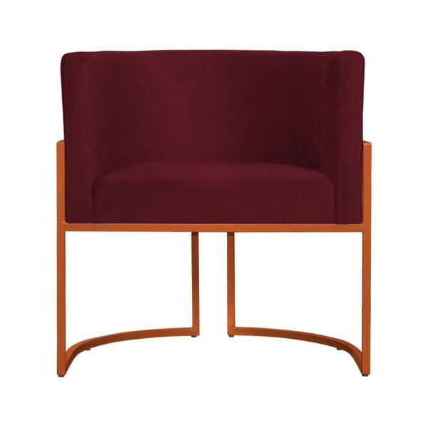 Imagem de Poltrona Decorativa Luana Suede Bordo Base Metálica Cobre - Belliv Decor