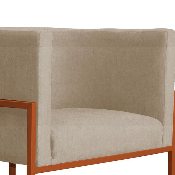 Imagem de Poltrona Decorativa Luana Suede Capuccino Base Bronze - FM