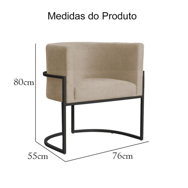 Imagem de Poltrona Decorativa Luana Suede Capuccino Base Preta Ms Decor