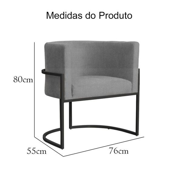 Imagem de Poltrona Decorativa Luana Suede Cinza Base Preta Ms Decor