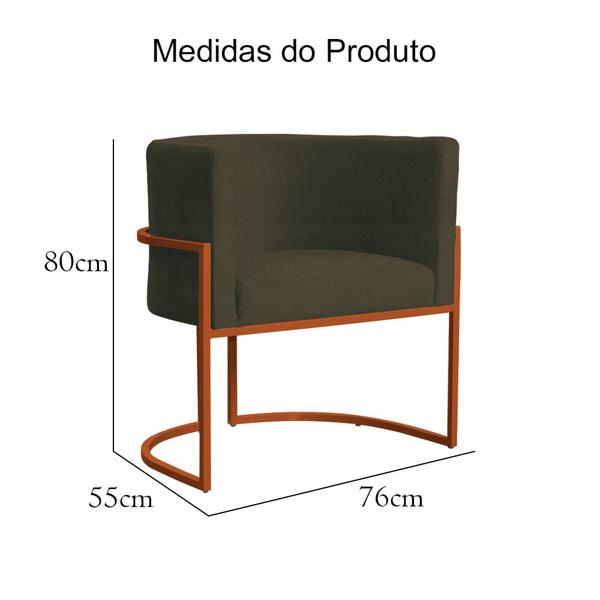 Imagem de Poltrona Decorativa Luana Suede Marrom Base Metálica Cobre - Belliv Decor