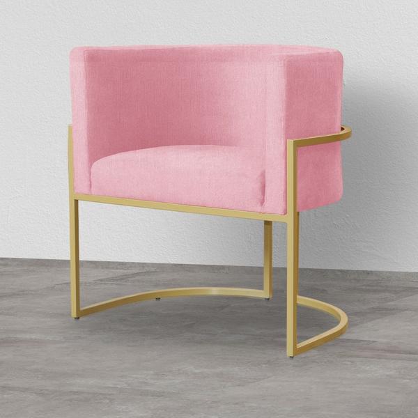 Imagem de Poltrona Decorativa Luana Suede Rosa Base Dourada Ms Decor