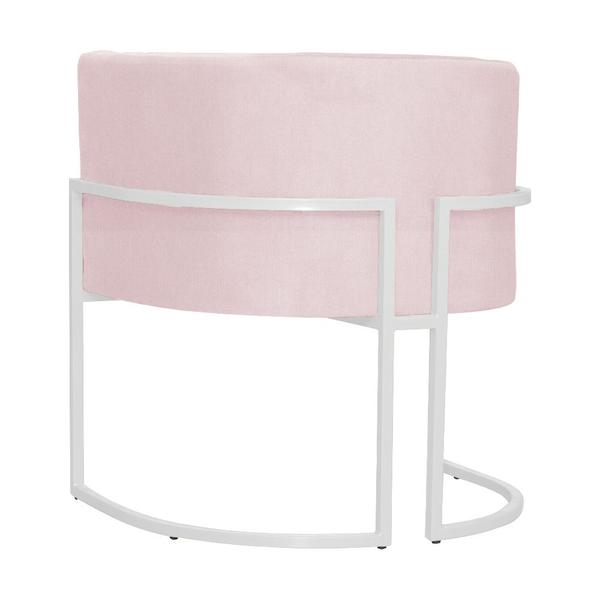 Imagem de Poltrona Decorativa Luana Suede Rosa Bebê Base Branca Ms Decor