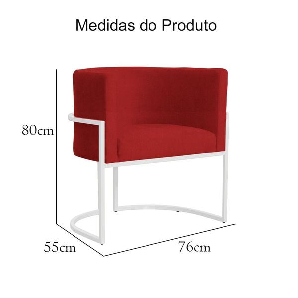 Imagem de Poltrona Decorativa Luana Suede Vermelho Base Branca Ms Decor