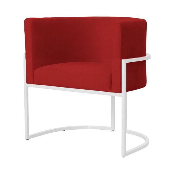 Imagem de Poltrona Decorativa Luana Suede Vermelho Base Branca Ms Decor