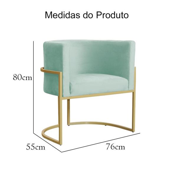 Imagem de Poltrona Decorativa Luana Veludo Acqua Base Dourada Ms Decor