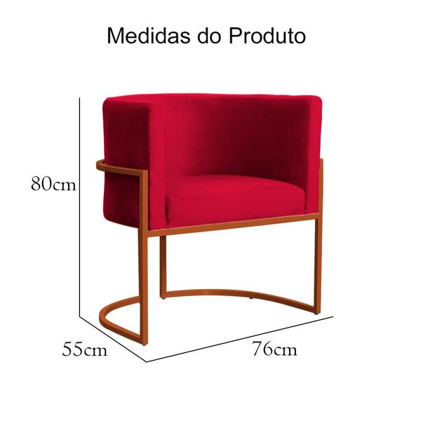 Imagem de Poltrona Decorativa Luana Veludo Vermelho Base Bronze - FM