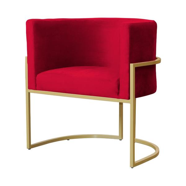 Imagem de Poltrona Decorativa Luana Veludo Vermelho Base Dourada Ms Decor