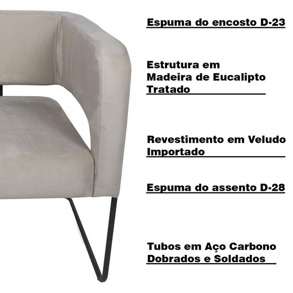 Imagem de Poltrona Decorativa Lucy Base Aço Grafite Veludo Creme G15 - Gran Belo