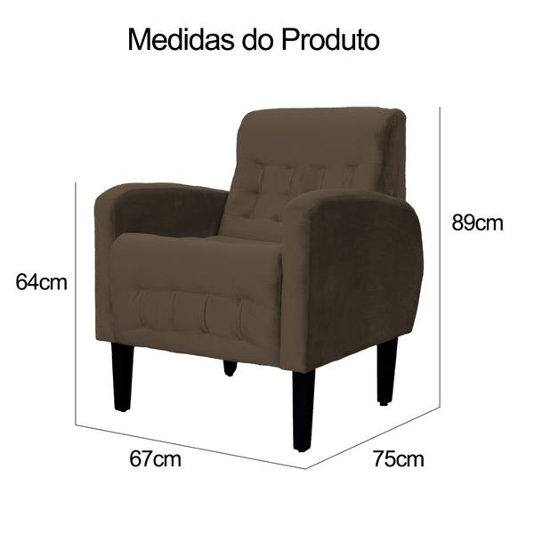 Imagem de Poltrona Decorativa Luiza Para Sala de Tv Veludo Cores - DS Estofados