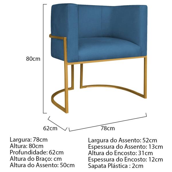 Imagem de Poltrona Decorativa Luna Base de Ferro Dourado Linho