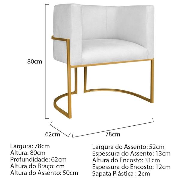 Imagem de Poltrona Decorativa Luna Base de Ferro Dourado Sintético Branco