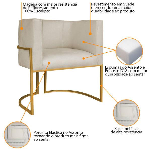 Imagem de Poltrona Decorativa Luna Base de Ferro Dourado Suede