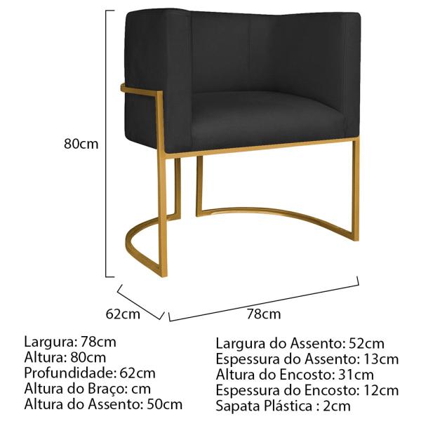 Imagem de Poltrona Decorativa Luna Base de Ferro Dourado Suede