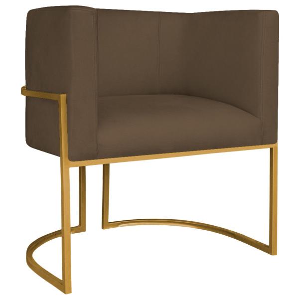 Imagem de Poltrona Decorativa Luna Base de Ferro Dourado Suede