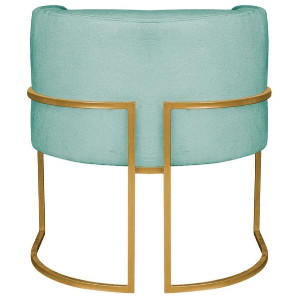 Imagem de Poltrona Decorativa Luna Base de Ferro Dourado Suede Azul Tiffany